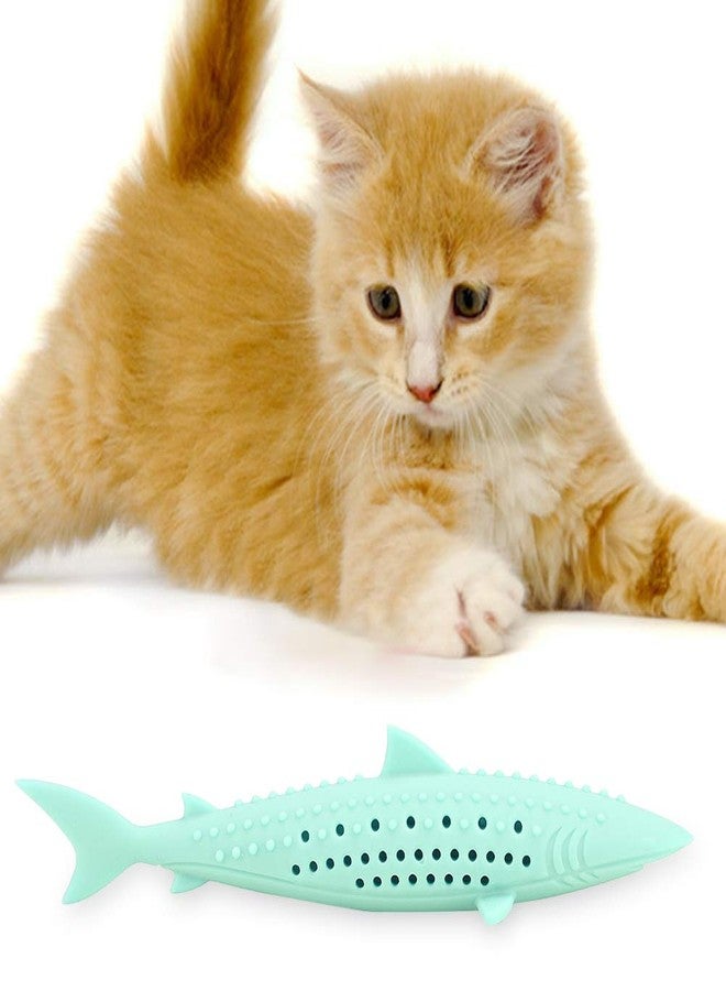 VINGVO Cat Teeth Cleaning Toy, Cat Teething Toys Silicone Molar Stick Catnip Toys Cat Toothbrush Cat Fish Shape Toothbrush with Catnip Chew Bite Teeth Cleaning Toy for Cats Kitten Kitty - Image 1